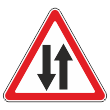 Дорожный знак 1.21 «Двустороннее движение» (металл 0,8 мм, II типоразмер: сторона 900 мм, С/О пленка: тип Б высокоинтенсив.)